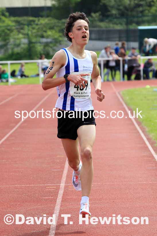 Mens Under-17s 3000 metres, 2023 North Eastern Track and Field Champs., Middlesbrough Sports Village, Middlesbrough. Photo: David T. Hewitson/Sports for All Pics